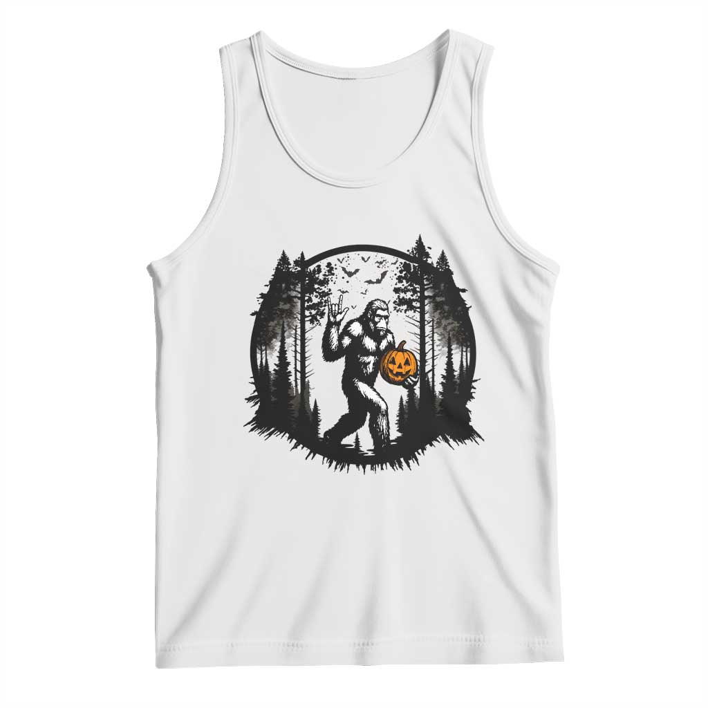 Funny Halloween Bigfoot With Jack O Lantern Tank Top TS12 White Print Your Wear