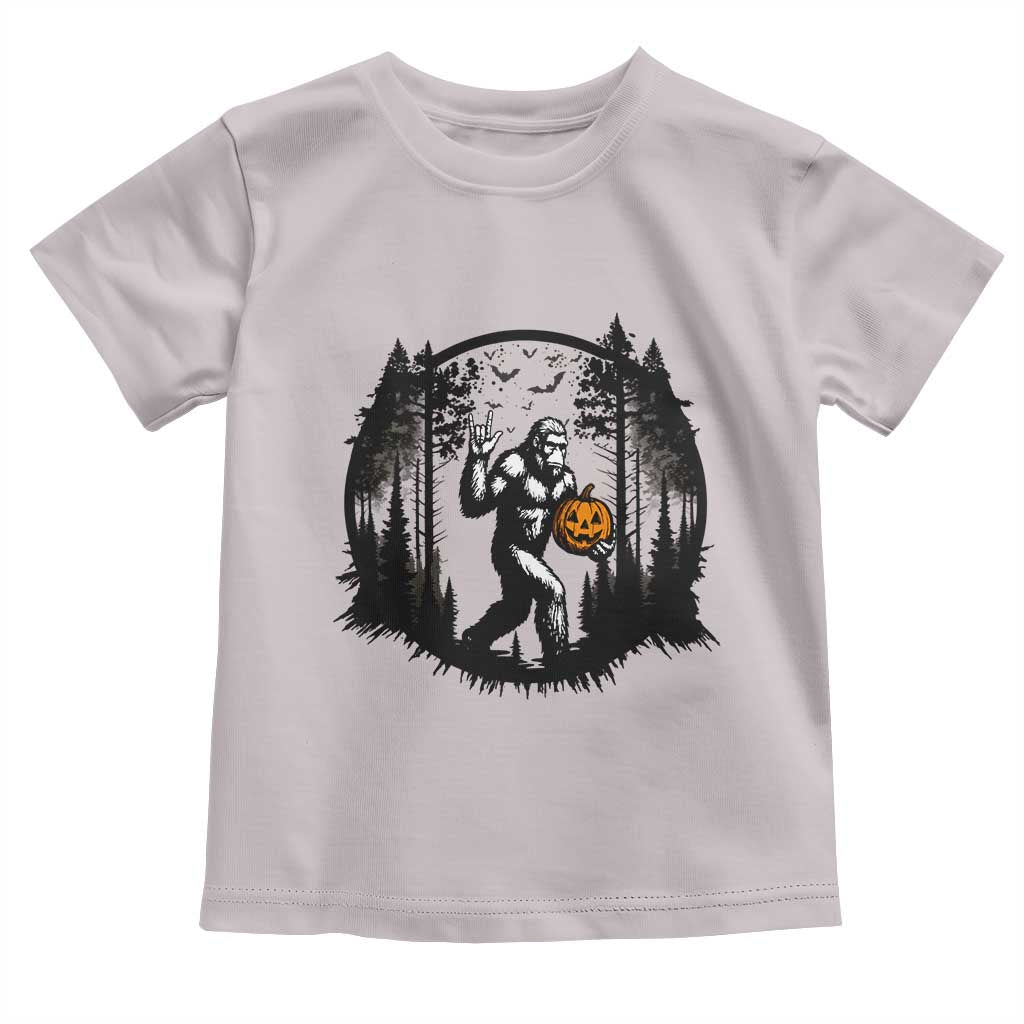 Funny Halloween Bigfoot With Jack O Lantern Toddler T Shirt TS12 Ice Gray Print Your Wear
