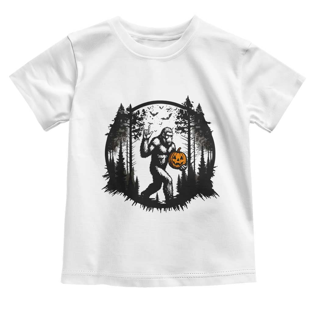 Funny Halloween Bigfoot With Jack O Lantern Toddler T Shirt TS12 White Print Your Wear