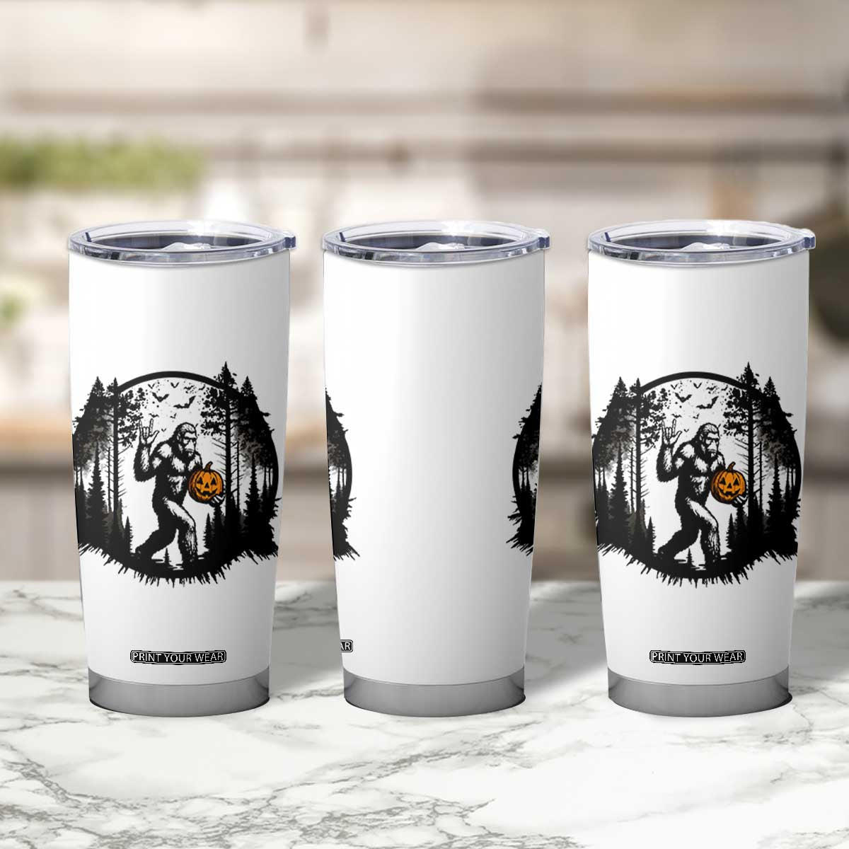 Funny Halloween Bigfoot With Jack O Lantern Tumbler Cup TS12 Print Your Wear