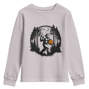 Funny Halloween Bigfoot With Jack O Lantern Youth Sweatshirt TS12 Ice Gray Print Your Wear