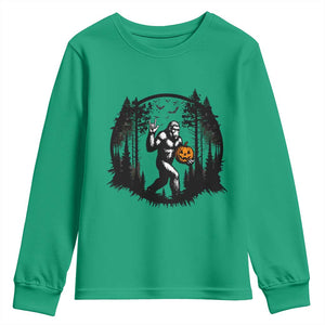 Funny Halloween Bigfoot With Jack O Lantern Youth Sweatshirt TS12 Irish Green Print Your Wear
