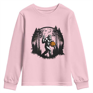 Funny Halloween Bigfoot With Jack O Lantern Youth Sweatshirt TS12 Light Pink Print Your Wear