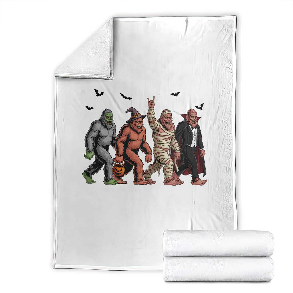 Funny Halloween Throw Blanket Bigfoot Monster Cosplay Characters TS12 White Print Your Wear