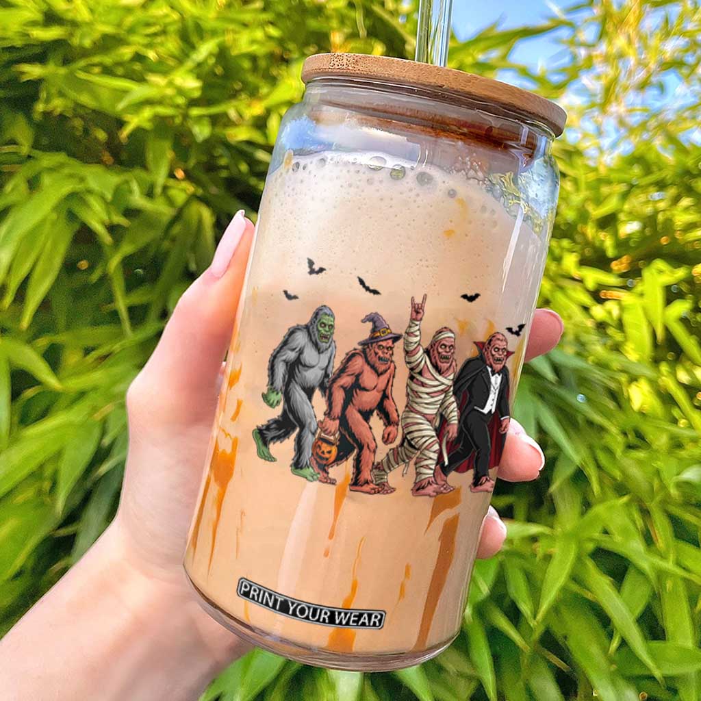 Funny Halloween Glass Can Bigfoot Monster Cosplay Characters TS12 White Print Your Wear