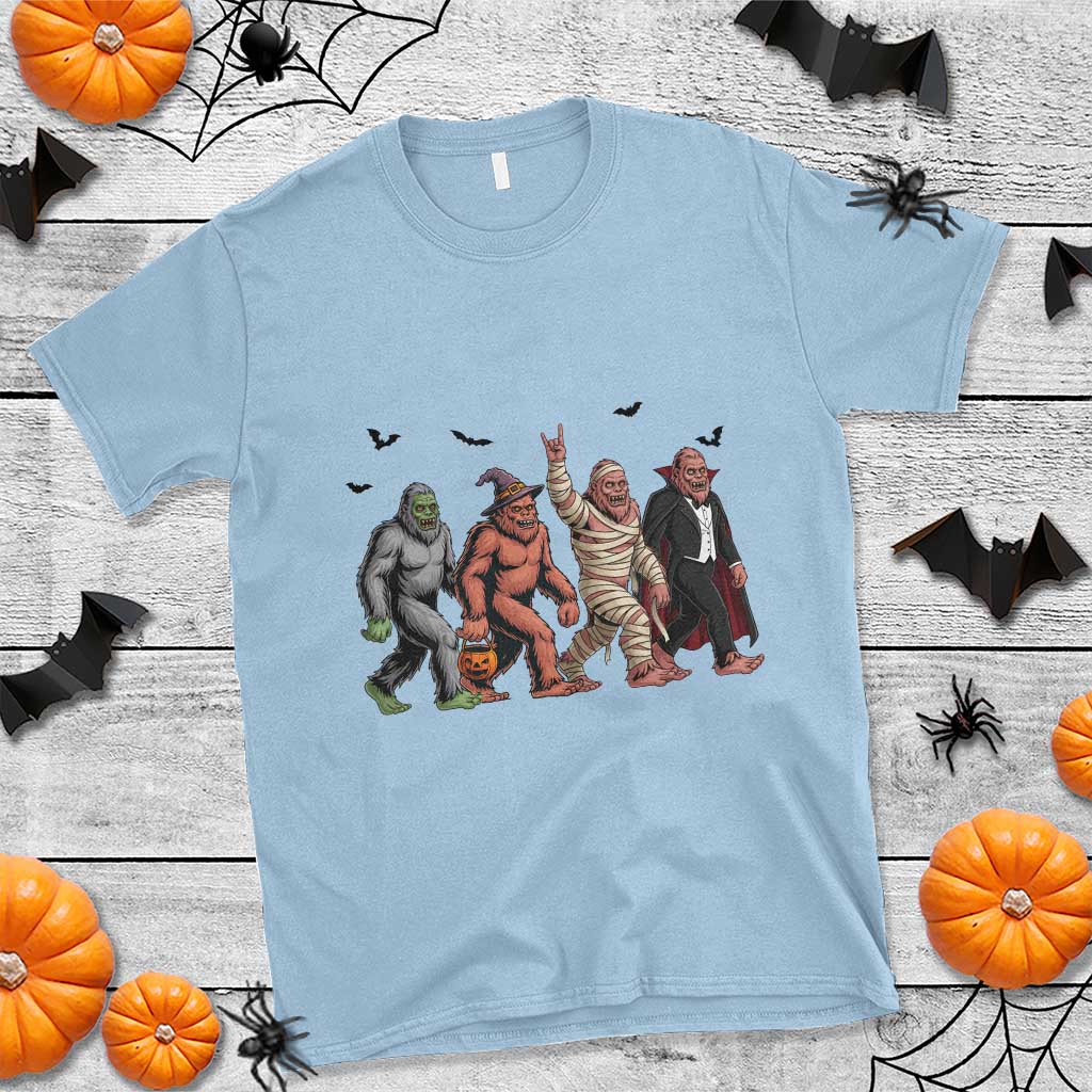Funny Halloween T Shirt Bigfoot Monster Cosplay Characters TS12 Light Blue Print Your Wear