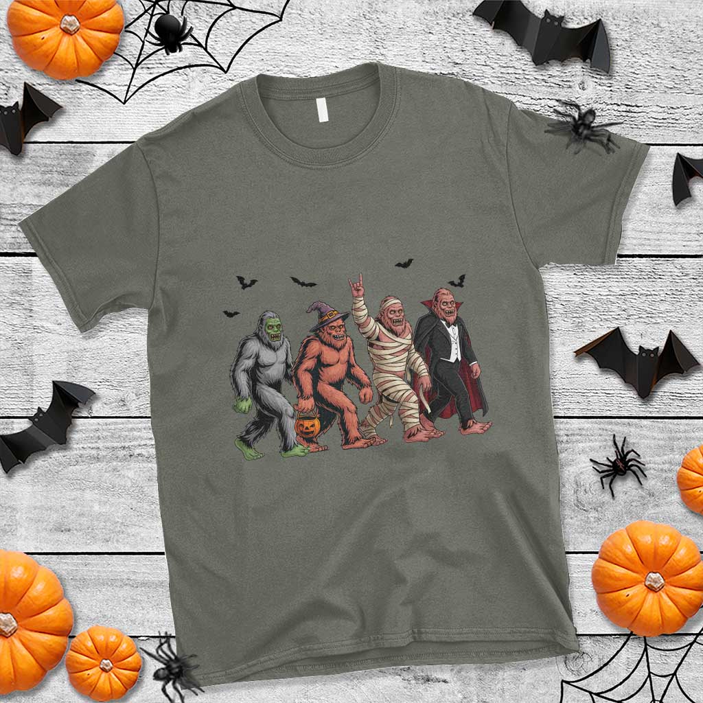 Funny Halloween T Shirt Bigfoot Monster Cosplay Characters TS12 Military Green Print Your Wear