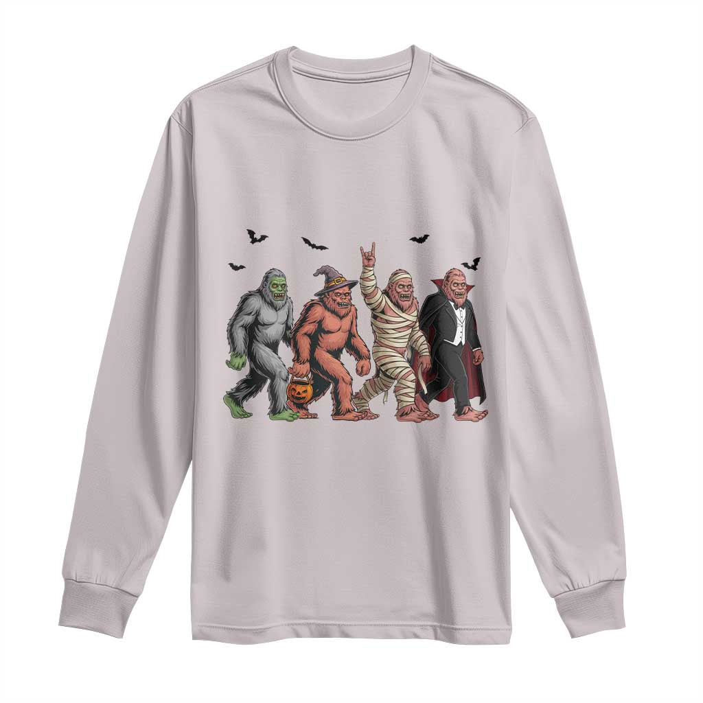 Funny Halloween Long Sleeve Shirt Bigfoot Monster Cosplay Characters TS12 Ice Gray Print Your Wear