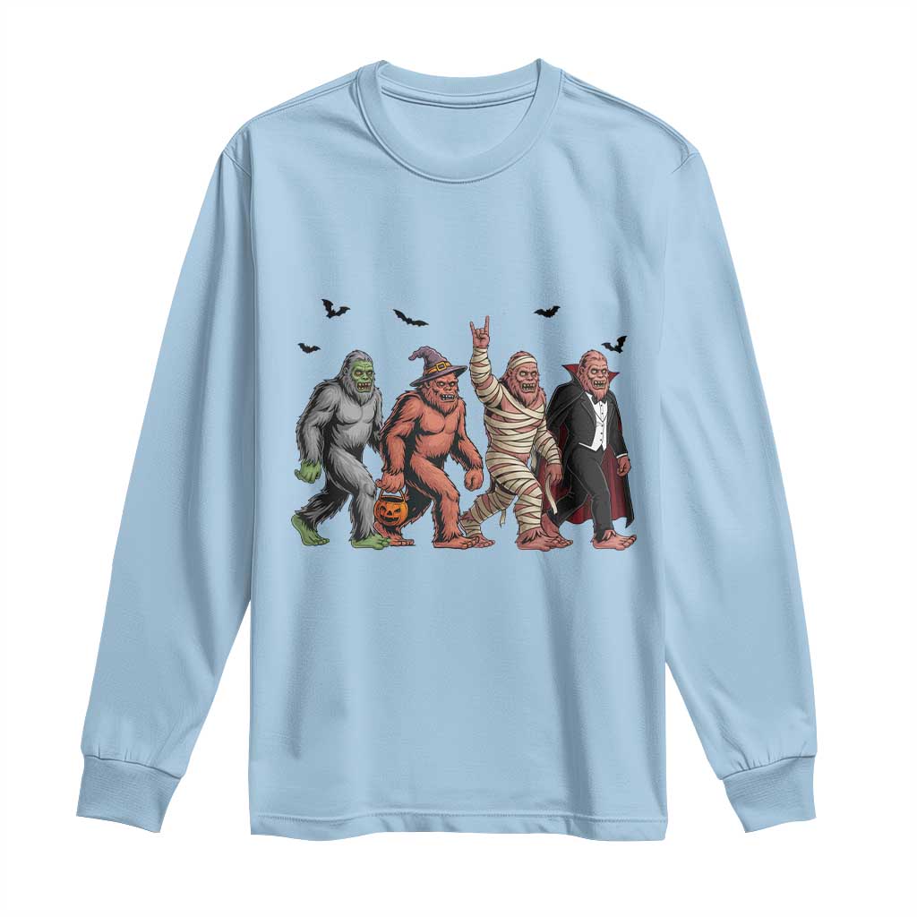Funny Halloween Long Sleeve Shirt Bigfoot Monster Cosplay Characters TS12 Light Blue Print Your Wear