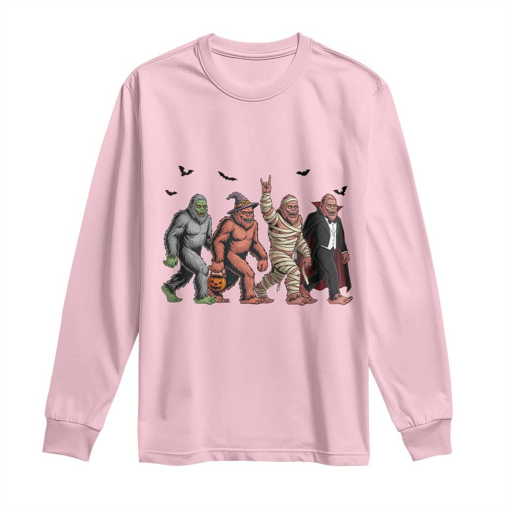 Funny Halloween Long Sleeve Shirt Bigfoot Monster Cosplay Characters TS12 Light Pink Print Your Wear
