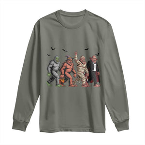 Funny Halloween Long Sleeve Shirt Bigfoot Monster Cosplay Characters TS12 Military Green Print Your Wear