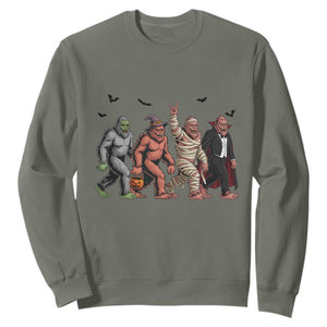 Funny Halloween Sweatshirt Bigfoot Monster Cosplay Characters TS12 Military Green Print Your Wear