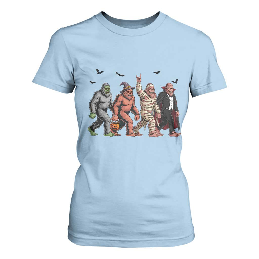 Funny Halloween T Shirt For Women Bigfoot Monster Cosplay Characters TS12 Light Blue Print Your Wear