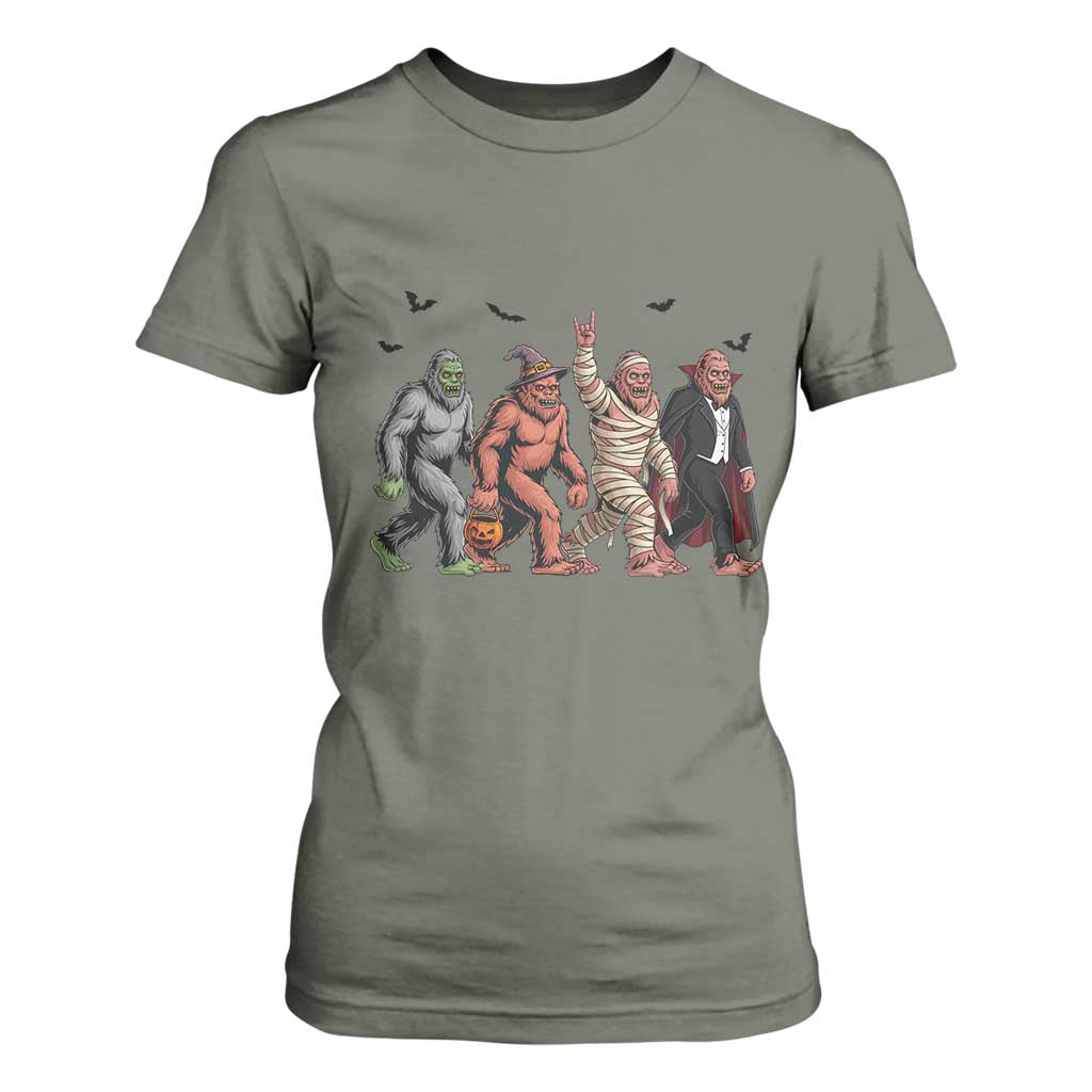 Funny Halloween T Shirt For Women Bigfoot Monster Cosplay Characters TS12 Military Green Print Your Wear