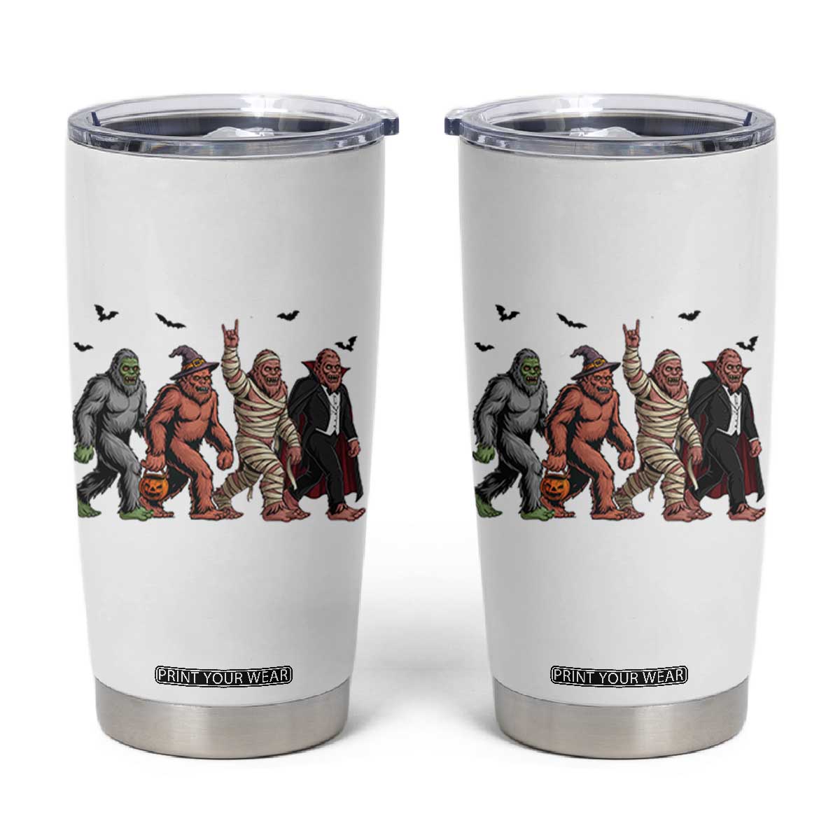 Funny Halloween Tumbler Cup Bigfoot Monster Cosplay Characters TS12 White Print Your Wear