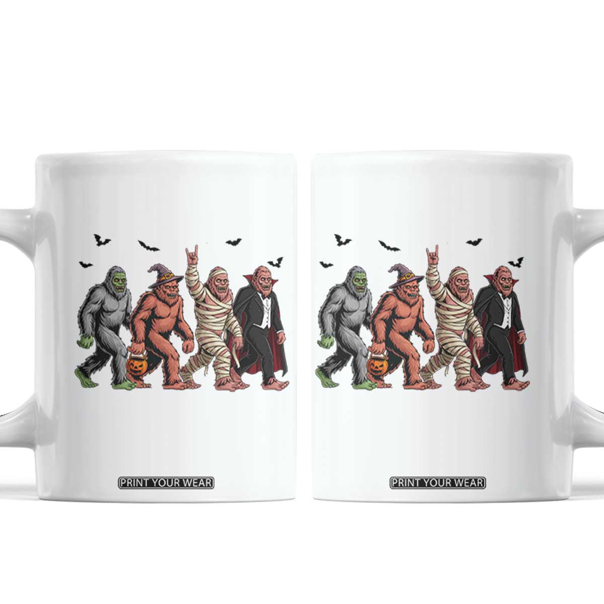 Funny Halloween Coffee Mug Bigfoot Monster Cosplay Characters TS12 White Print Your Wear