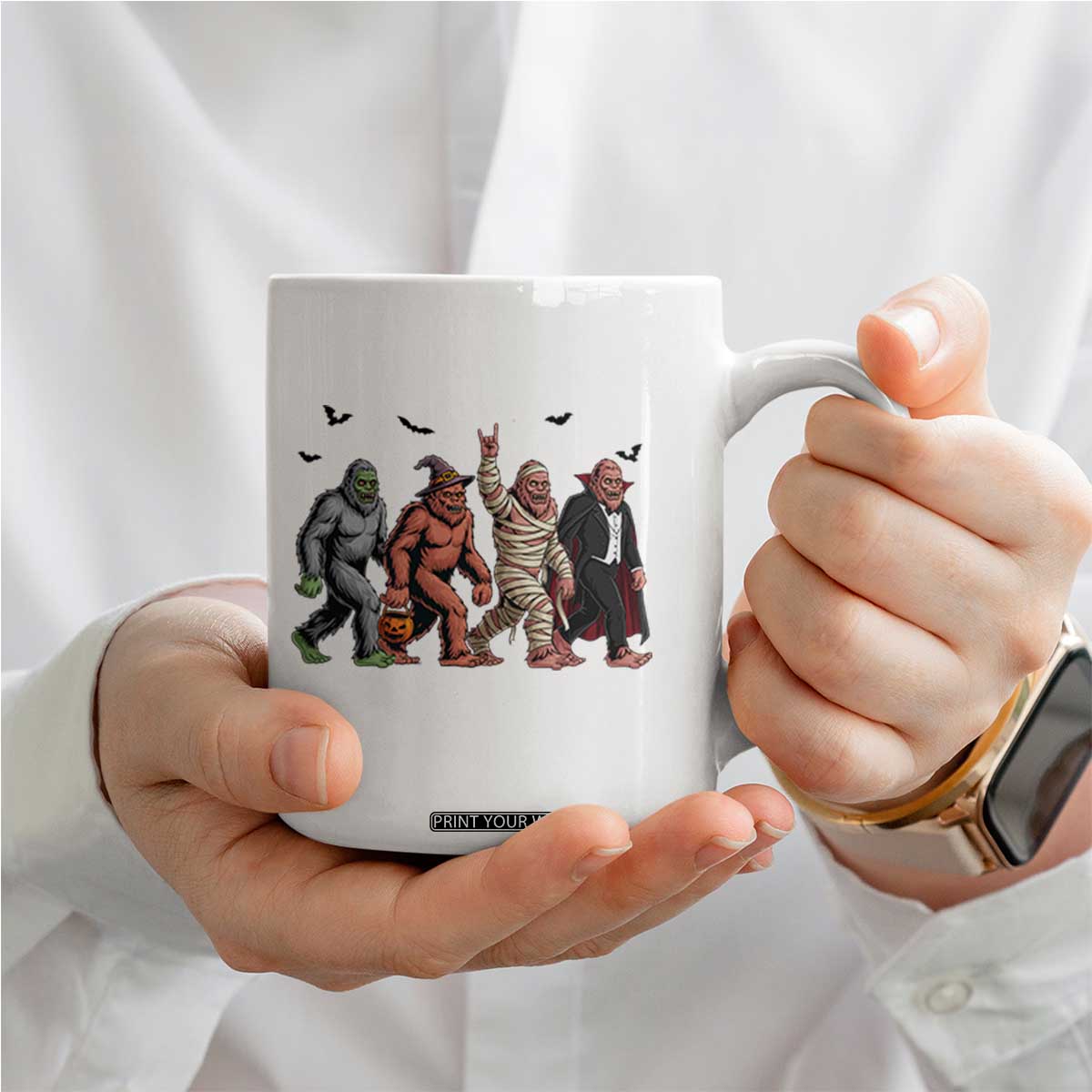 Funny Halloween Coffee Mug Bigfoot Monster Cosplay Characters TS12 Print Your Wear