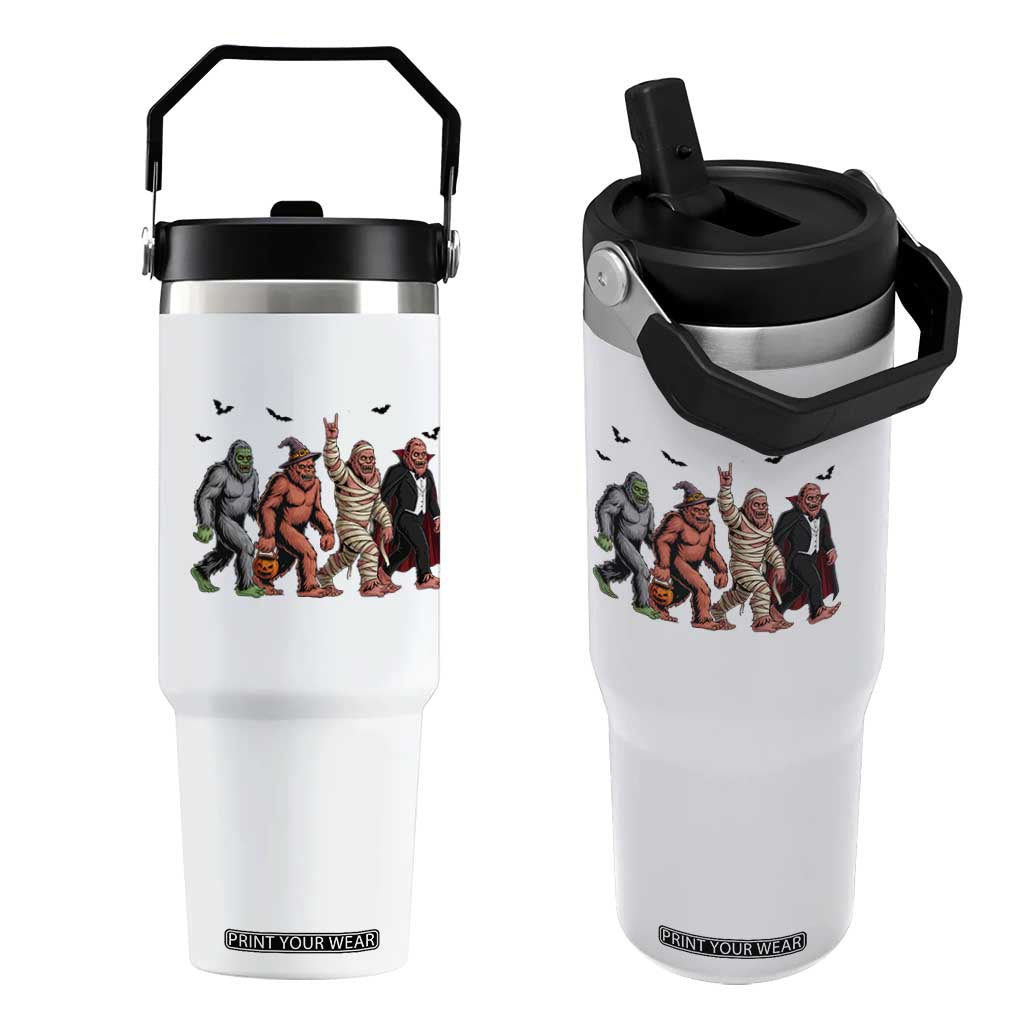 Funny Halloween Flip Straw Tumbler Bigfoot Monster Cosplay Characters TS12 One Size: 30 oz White Print Your Wear