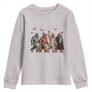 Funny Halloween Youth Sweatshirt Bigfoot Monster Cosplay Characters TS12 Ice Gray Print Your Wear