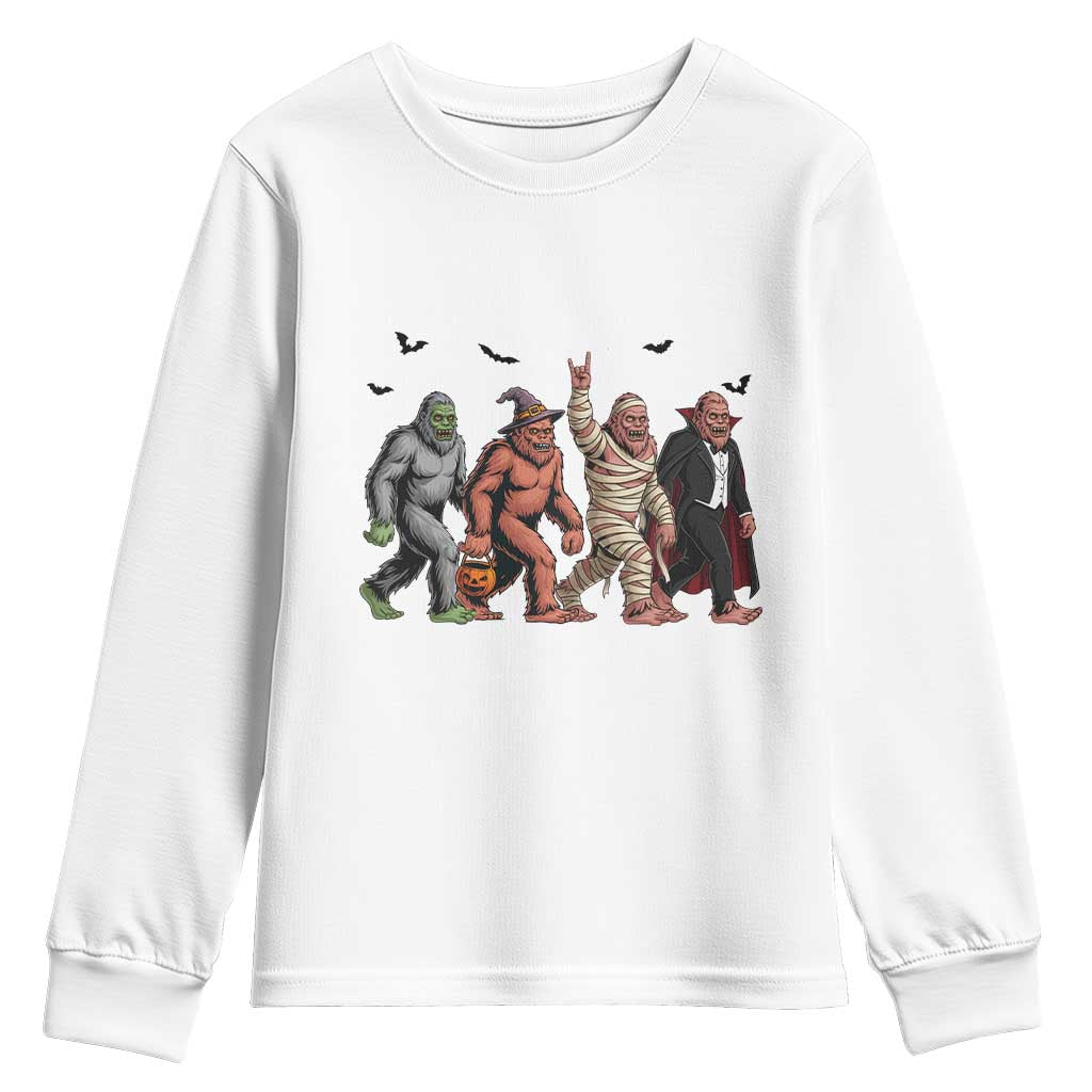 Funny Halloween Youth Sweatshirt Bigfoot Monster Cosplay Characters TS12 White Print Your Wear