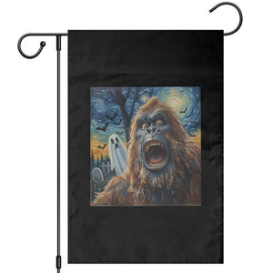 Funny Halloween Garden Flag Bigfoot Selfie With Ghost Starry Night Art TS12 Black Print Your Wear