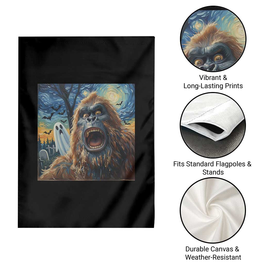 Funny Halloween Garden Flag Bigfoot Selfie With Ghost Starry Night Art TS12 Print Your Wear