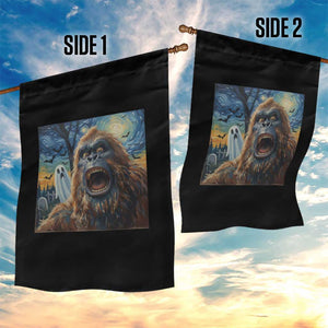 Funny Halloween Garden Flag Bigfoot Selfie With Ghost Starry Night Art TS12 Print Your Wear