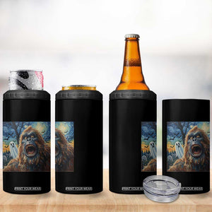 Funny Halloween 4 in 1 Can Cooler Tumbler Bigfoot Selfie With Ghost Starry Night Art TS12 Print Your Wear
