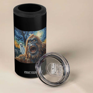 Funny Halloween 4 in 1 Can Cooler Tumbler Bigfoot Selfie With Ghost Starry Night Art TS12 Print Your Wear