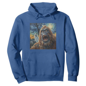 Funny Halloween Hoodie Bigfoot Selfie With Ghost Starry Night Art TS12 Royal Blue Print Your Wear