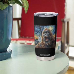 Funny Halloween Tumbler Cup Bigfoot Selfie With Ghost Starry Night Art TS12 Print Your Wear