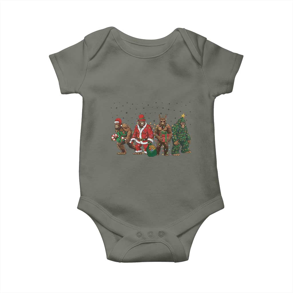 Bigfoot Christmas Cosplay Baby Onesie Funny Holiday Gift TS12 Military Green Print Your Wear