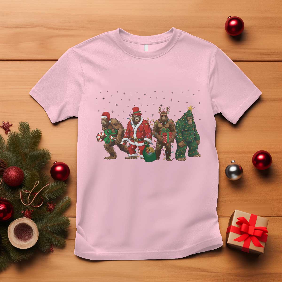 Bigfoot Christmas Cosplay T Shirt Funny Holiday Gift TS12 Light Pink Print Your Wear