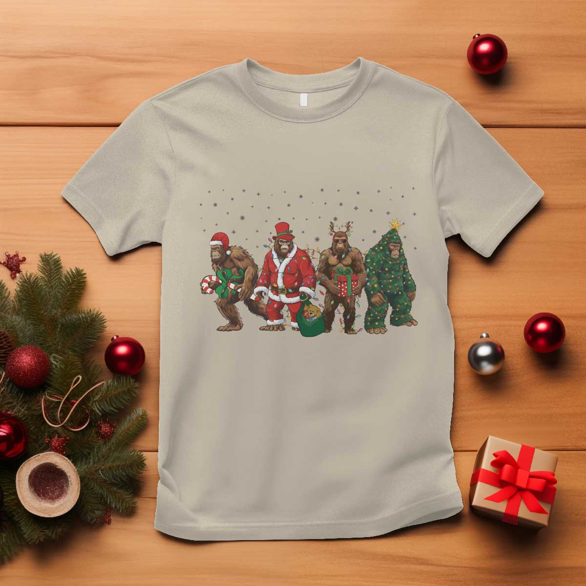 Bigfoot Christmas Cosplay T Shirt Funny Holiday Gift TS12 Sand Print Your Wear