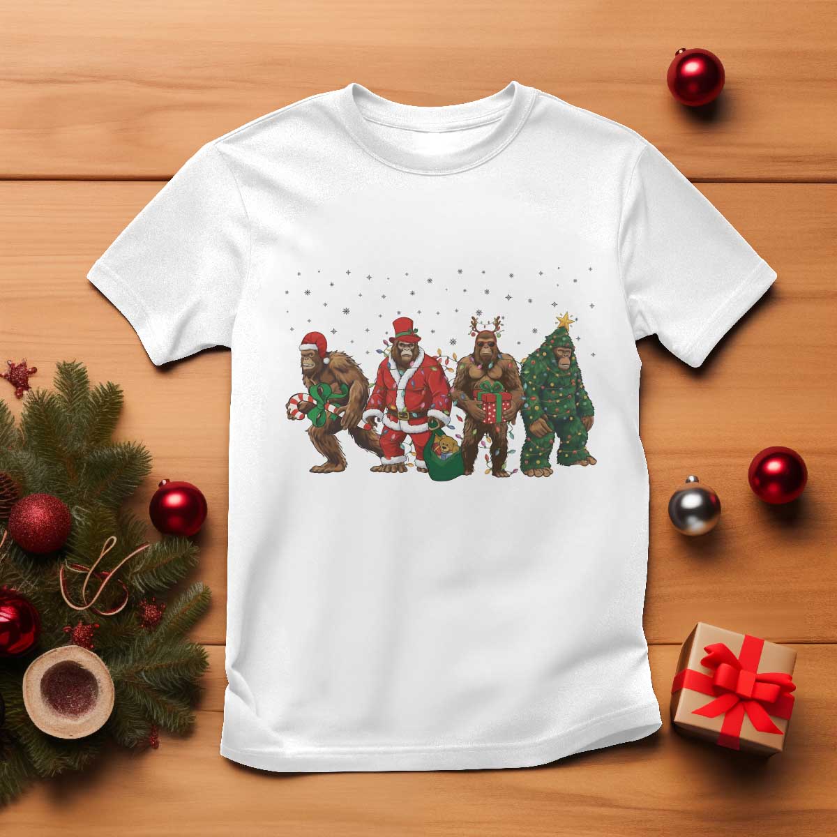 Bigfoot Christmas Cosplay T Shirt Funny Holiday Gift TS12 White Print Your Wear