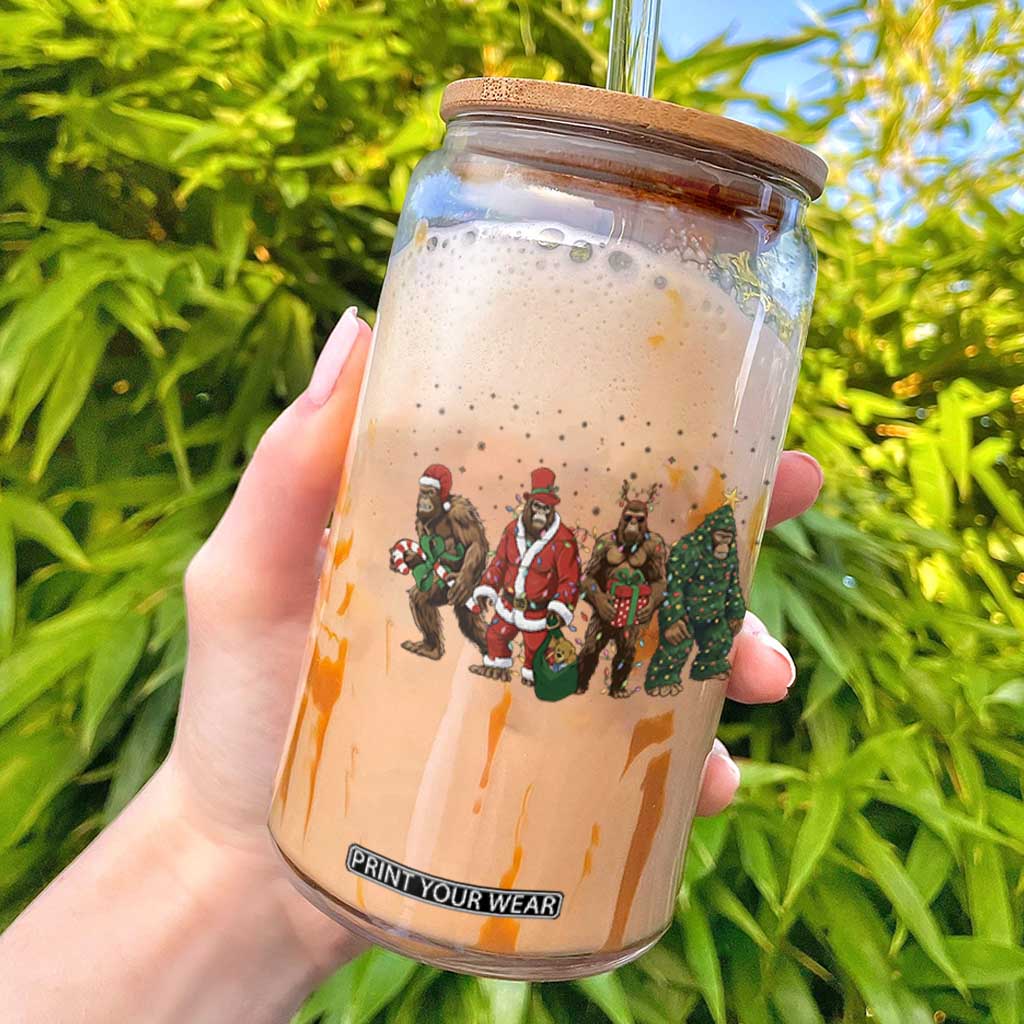 Bigfoot Christmas Cosplay Glass Can Funny Holiday Gift TS12 White Print Your Wear