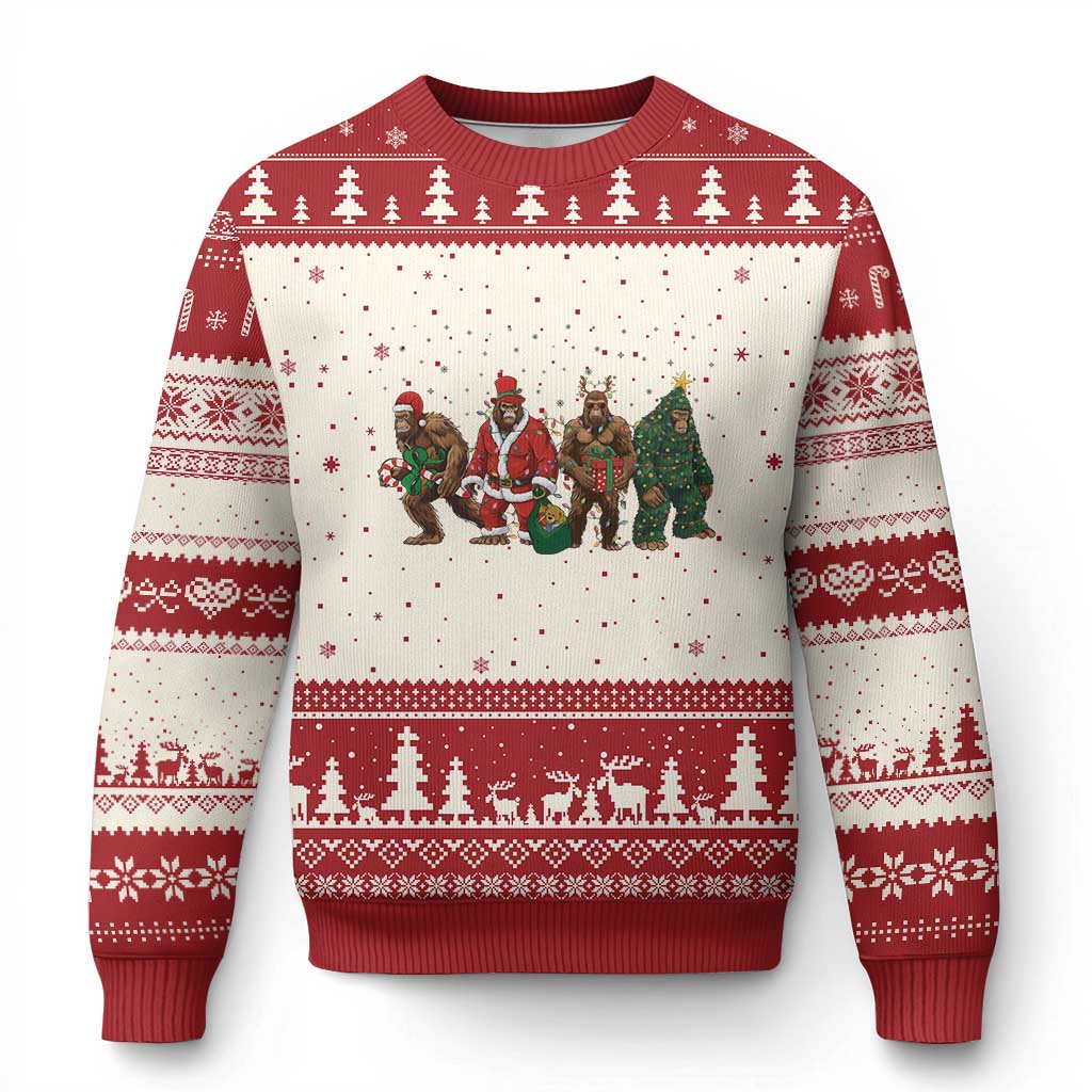Bigfoot Xmas Cosplay Ugly Christmas Sweater Funny Holiday Gift TS12 Beige Red Print Your Wear
