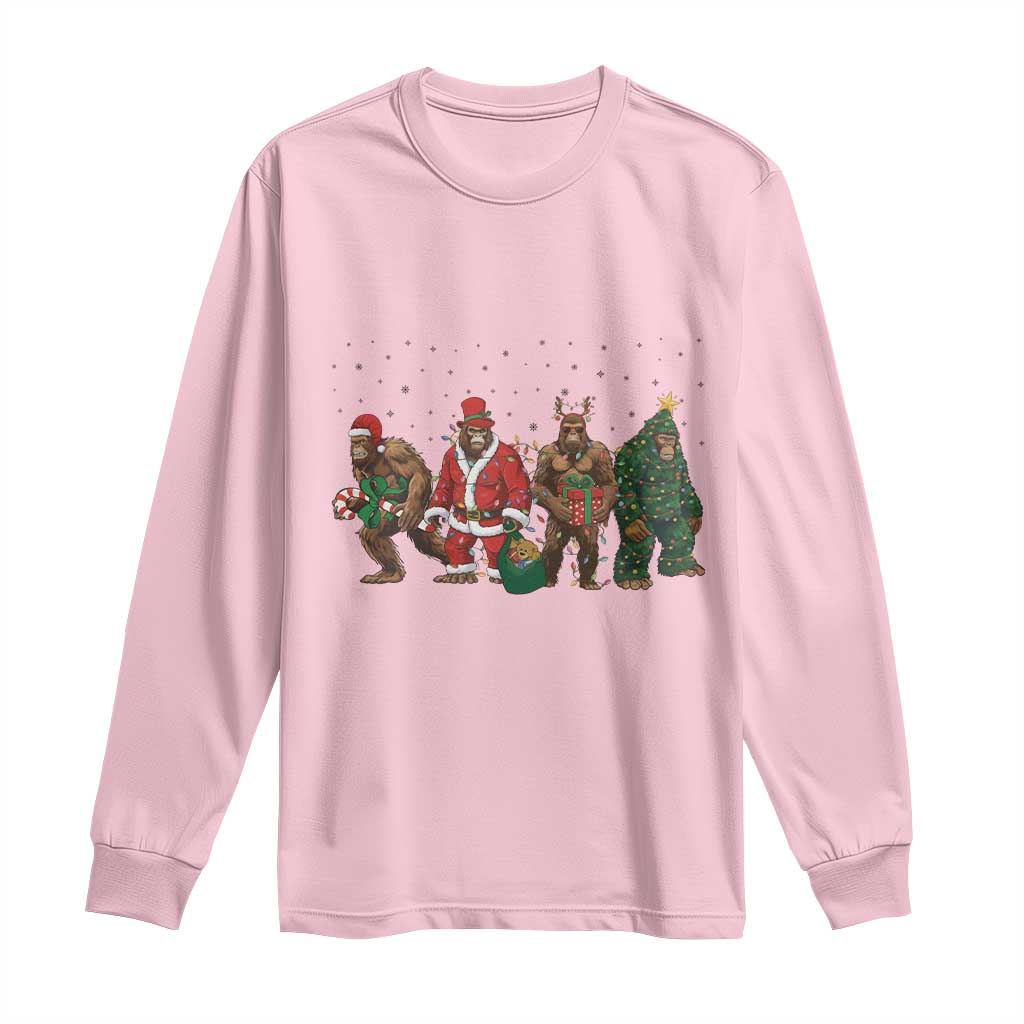 Bigfoot Christmas Cosplay Long Sleeve Shirt Funny Holiday Gift TS12 Light Pink Print Your Wear