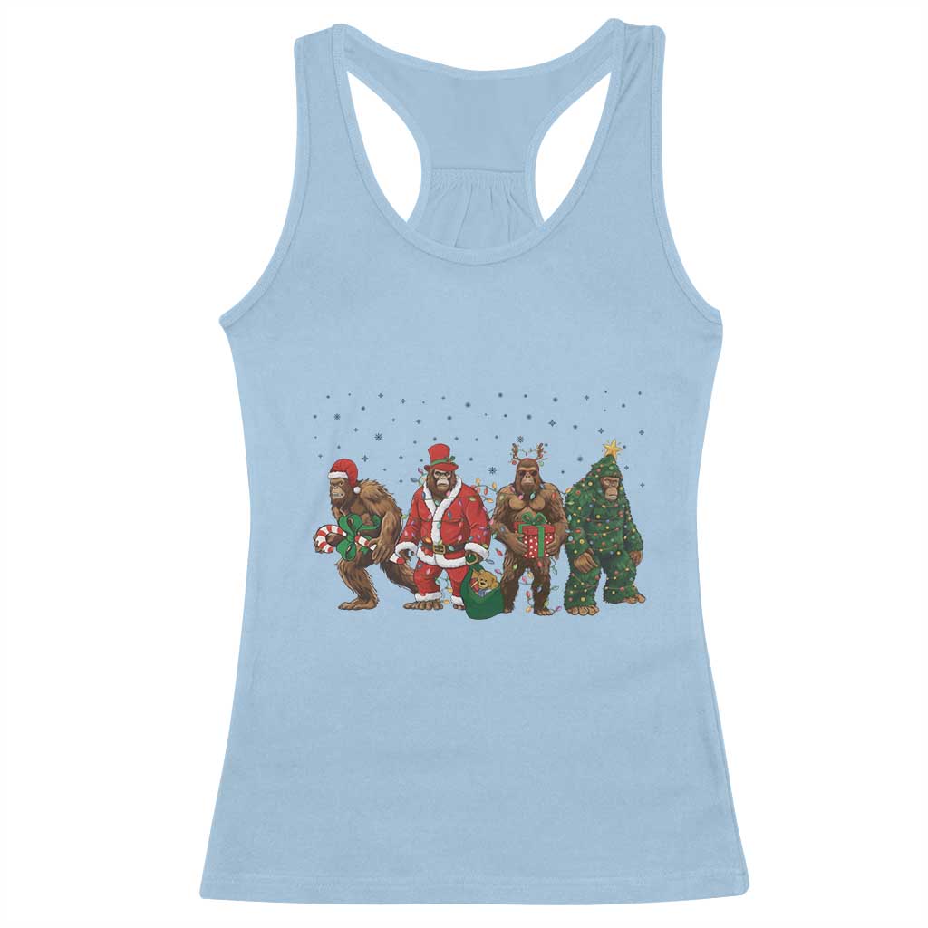Bigfoot Christmas Cosplay Racerback Tank Top Funny Holiday Gift TS12 Light Blue Print Your Wear