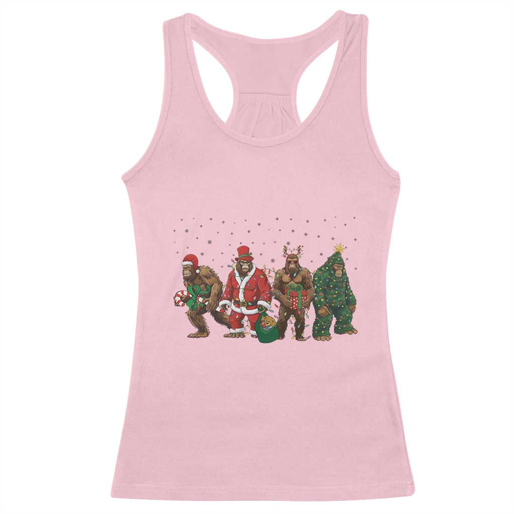 Bigfoot Christmas Cosplay Racerback Tank Top Funny Holiday Gift TS12 Light Pink Print Your Wear