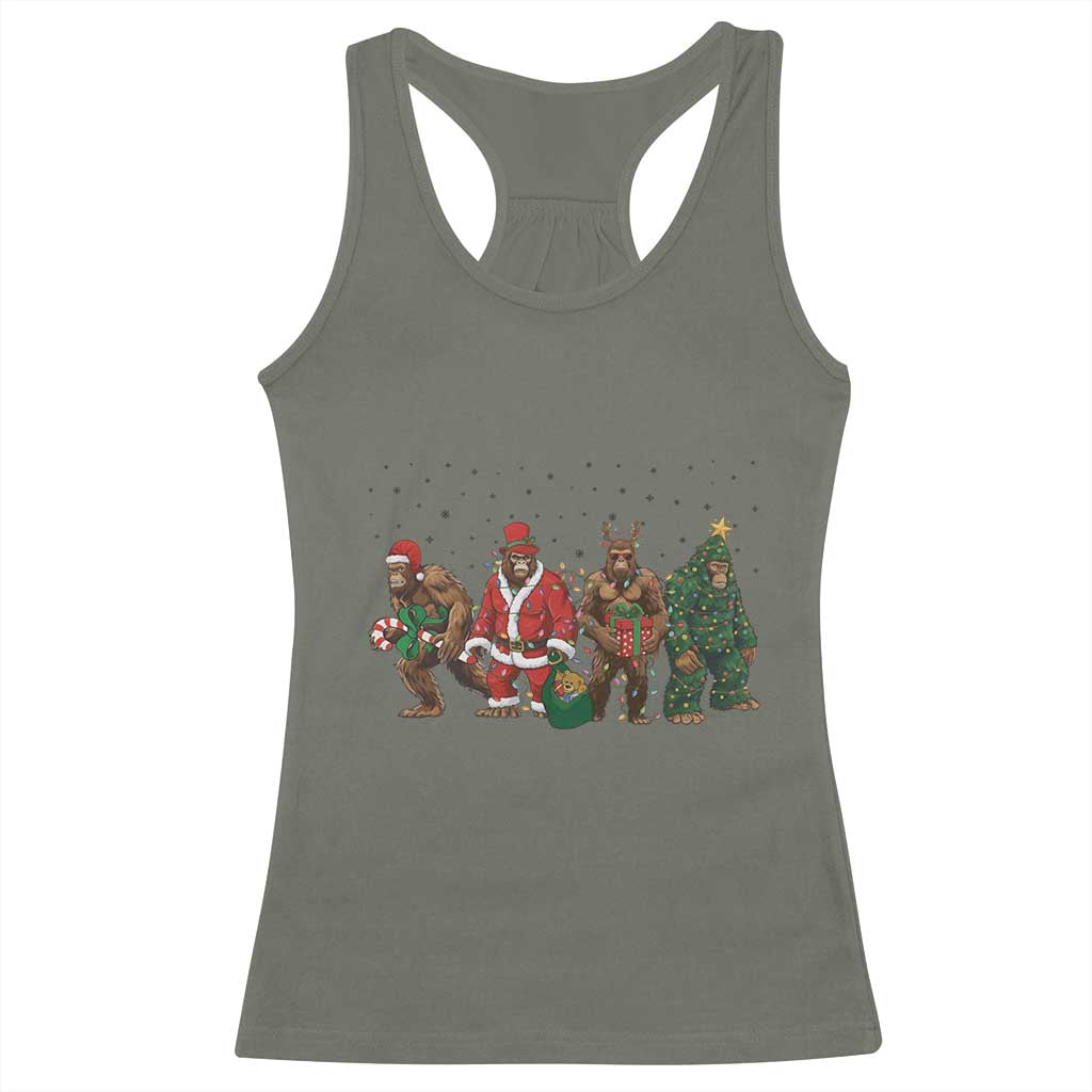 Bigfoot Christmas Cosplay Racerback Tank Top Funny Holiday Gift TS12 Military Green Print Your Wear