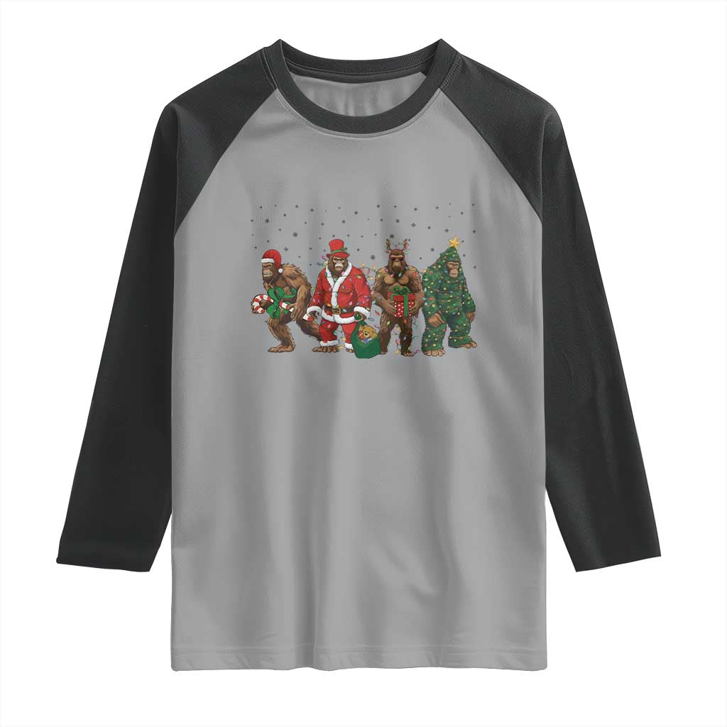 Bigfoot Christmas Cosplay Raglan Shirt Funny Holiday Gift TS12 Sport Gray Black Print Your Wear