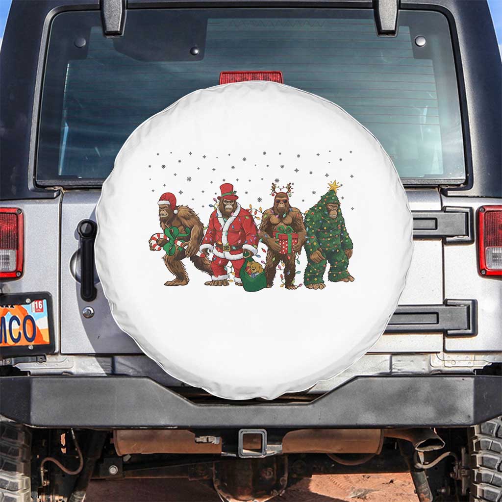 Bigfoot Christmas Cosplay Spare Tire Cover Funny Holiday Gift TS12 No hole White Print Your Wear