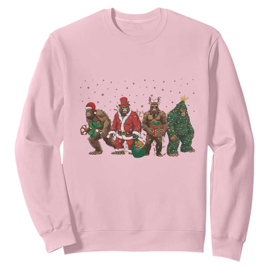 Bigfoot Christmas Cosplay Sweatshirt Funny Holiday Gift TS12 Light Pink Print Your Wear