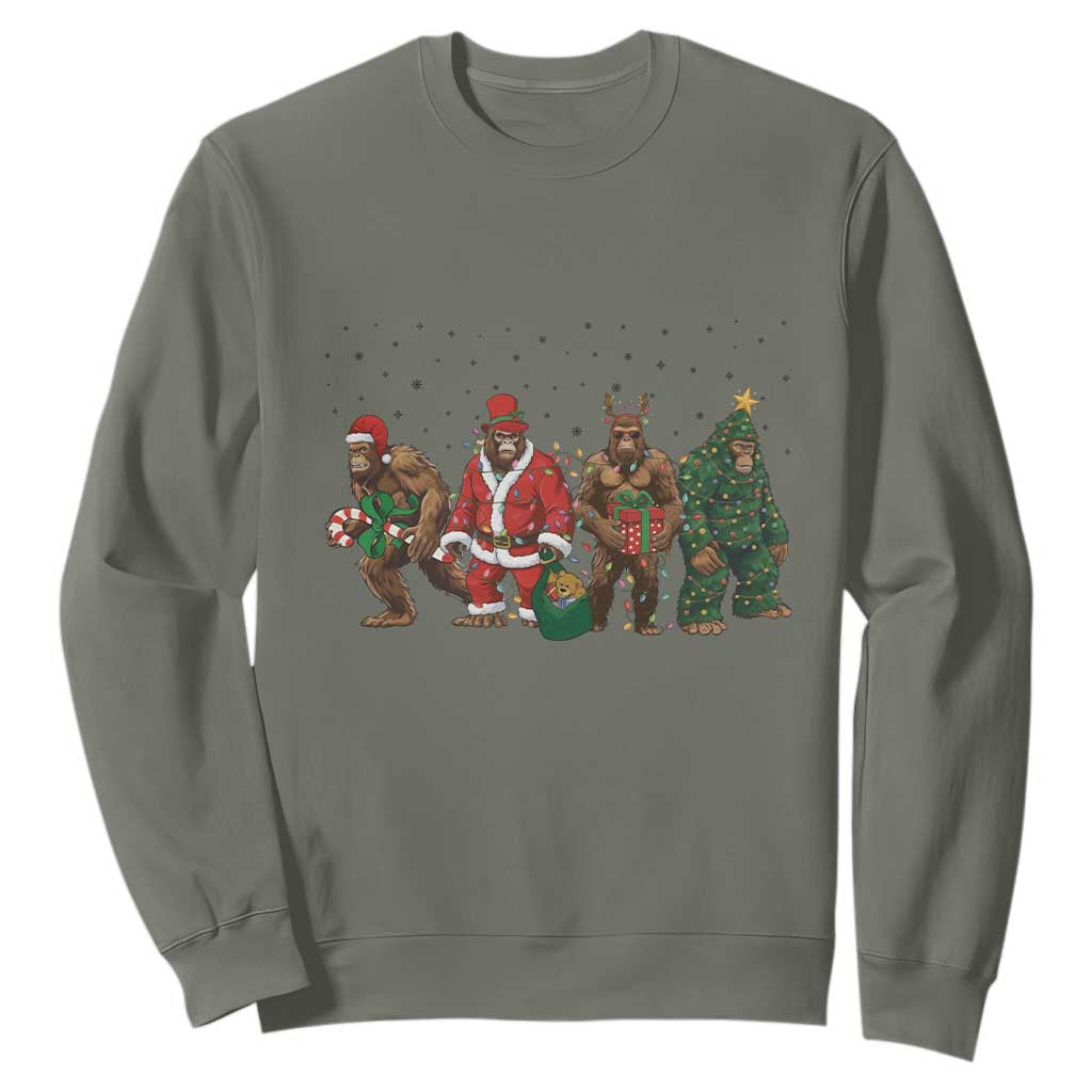 Bigfoot Christmas Cosplay Sweatshirt Funny Holiday Gift TS12 Military Green Print Your Wear