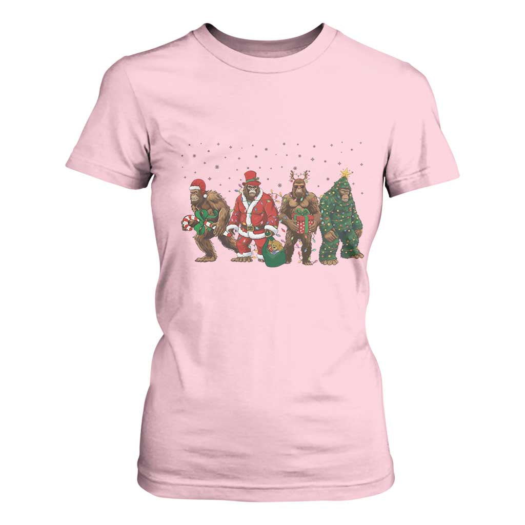 Bigfoot Christmas Cosplay T Shirt For Women Funny Holiday Gift TS12 Light Pink Print Your Wear