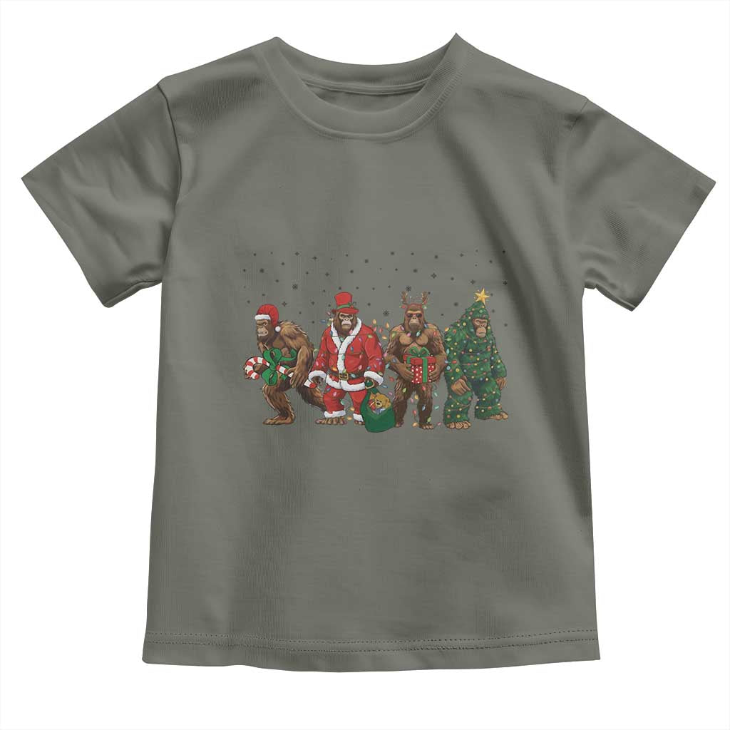 Bigfoot Christmas Cosplay Toddler T Shirt Funny Holiday Gift TS12 Military Green Print Your Wear