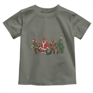 Bigfoot Christmas Cosplay Toddler T Shirt Funny Holiday Gift TS12 Military Green Print Your Wear