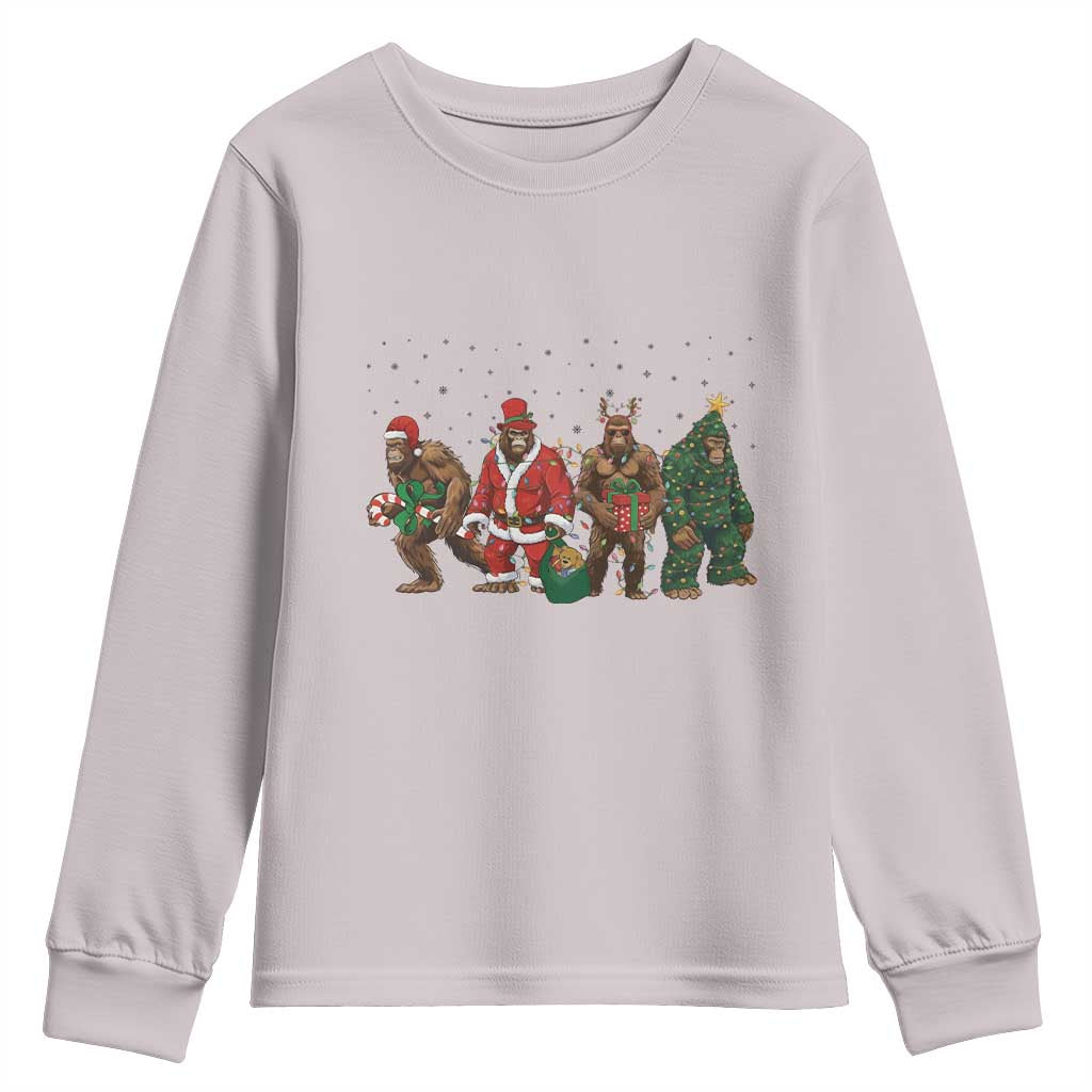 Bigfoot Christmas Cosplay Youth Sweatshirt Funny Holiday Gift TS12 Ice Gray Print Your Wear