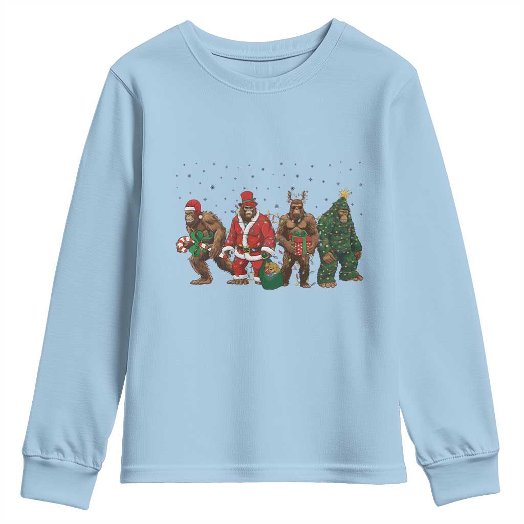 Bigfoot Christmas Cosplay Youth Sweatshirt Funny Holiday Gift TS12 Light Blue Print Your Wear